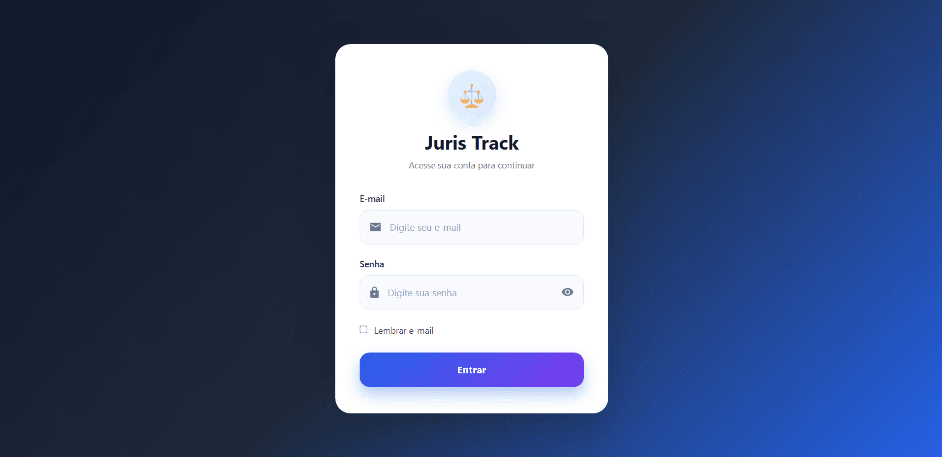 Captura de tela do projeto Juris Track