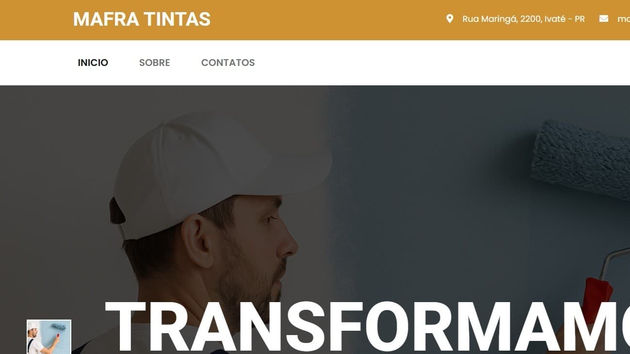 Captura de tela do projeto Mafra Tintas